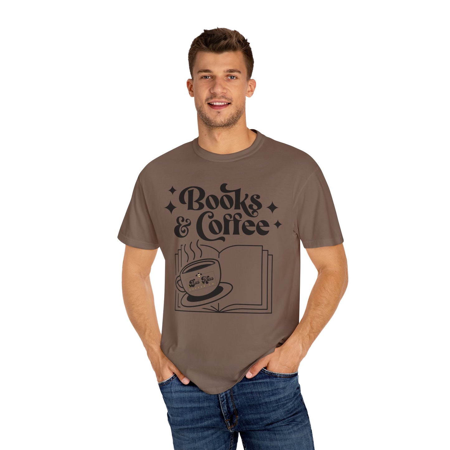 Books & Coffee Unisex Garment-Dyed T-shirt