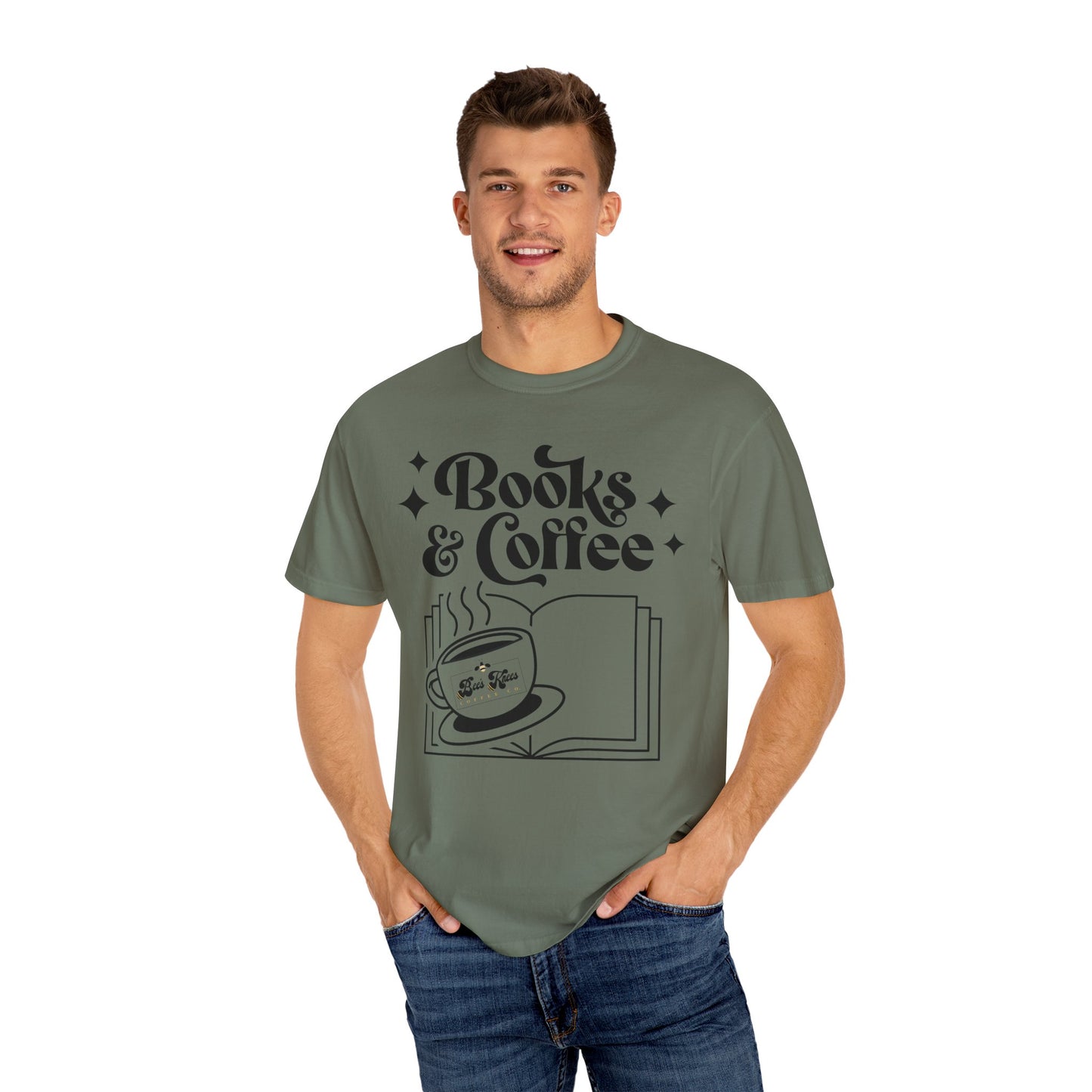 Books & Coffee Unisex Garment-Dyed T-shirt