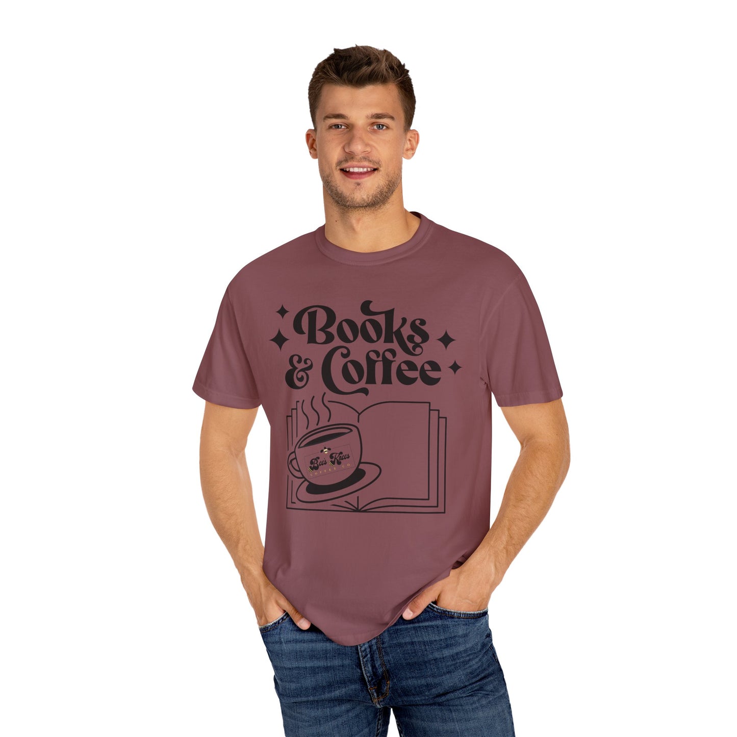 Books & Coffee Unisex Garment-Dyed T-shirt