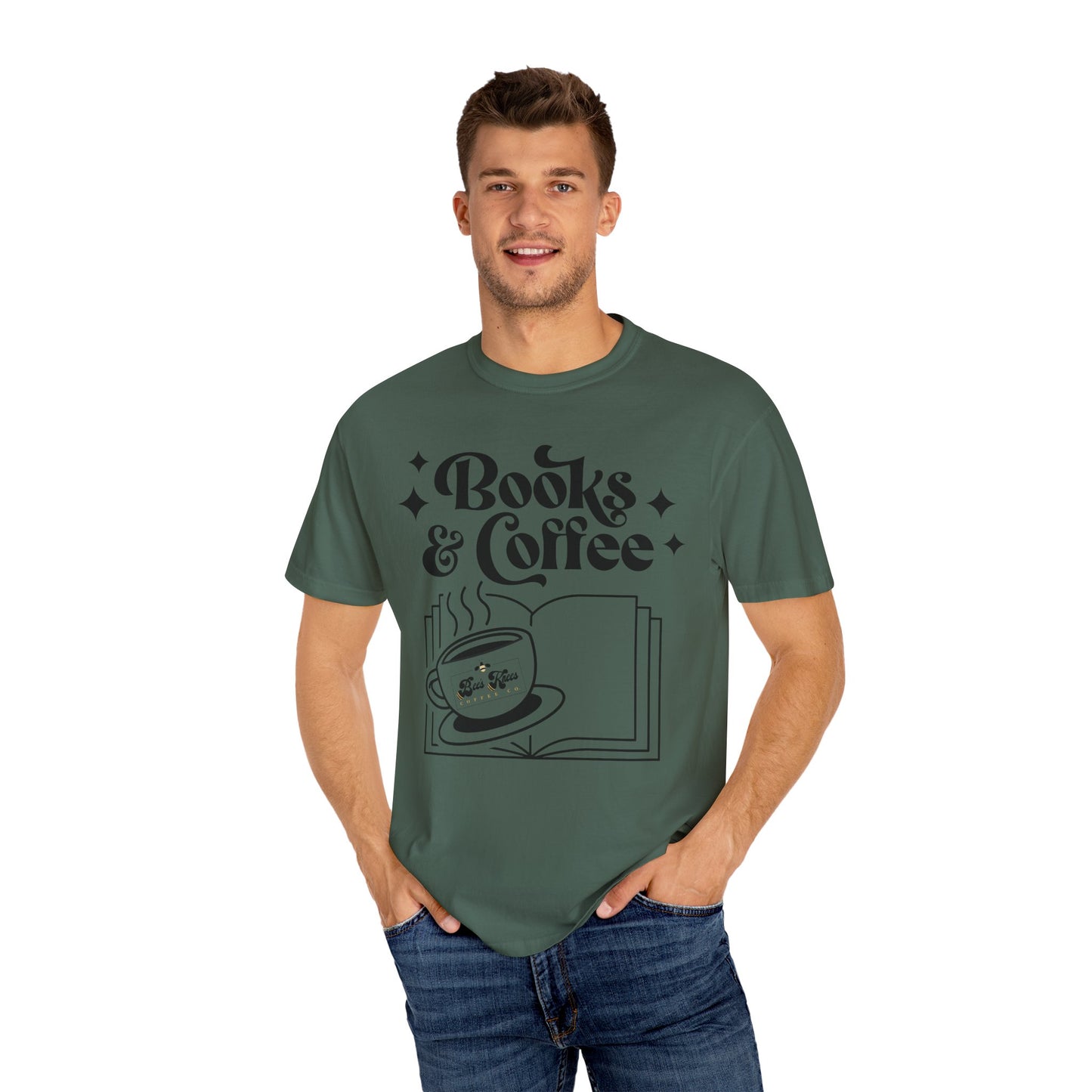 Books & Coffee Unisex Garment-Dyed T-shirt